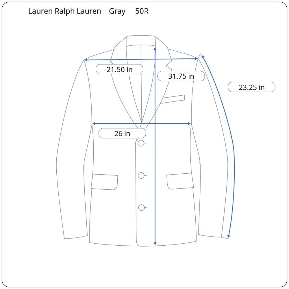 Lauren Ralph Lauren‎ Silk & Wool Mens 50R Gray Houndstooth Check Notch Blazer